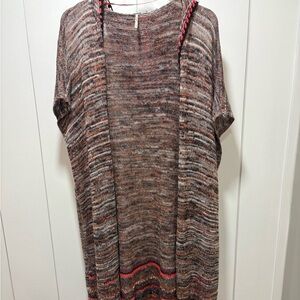 FREE PEOPLE Jungle Heat Fringe Long Cardigan Sweater Boho Chic Size Medium